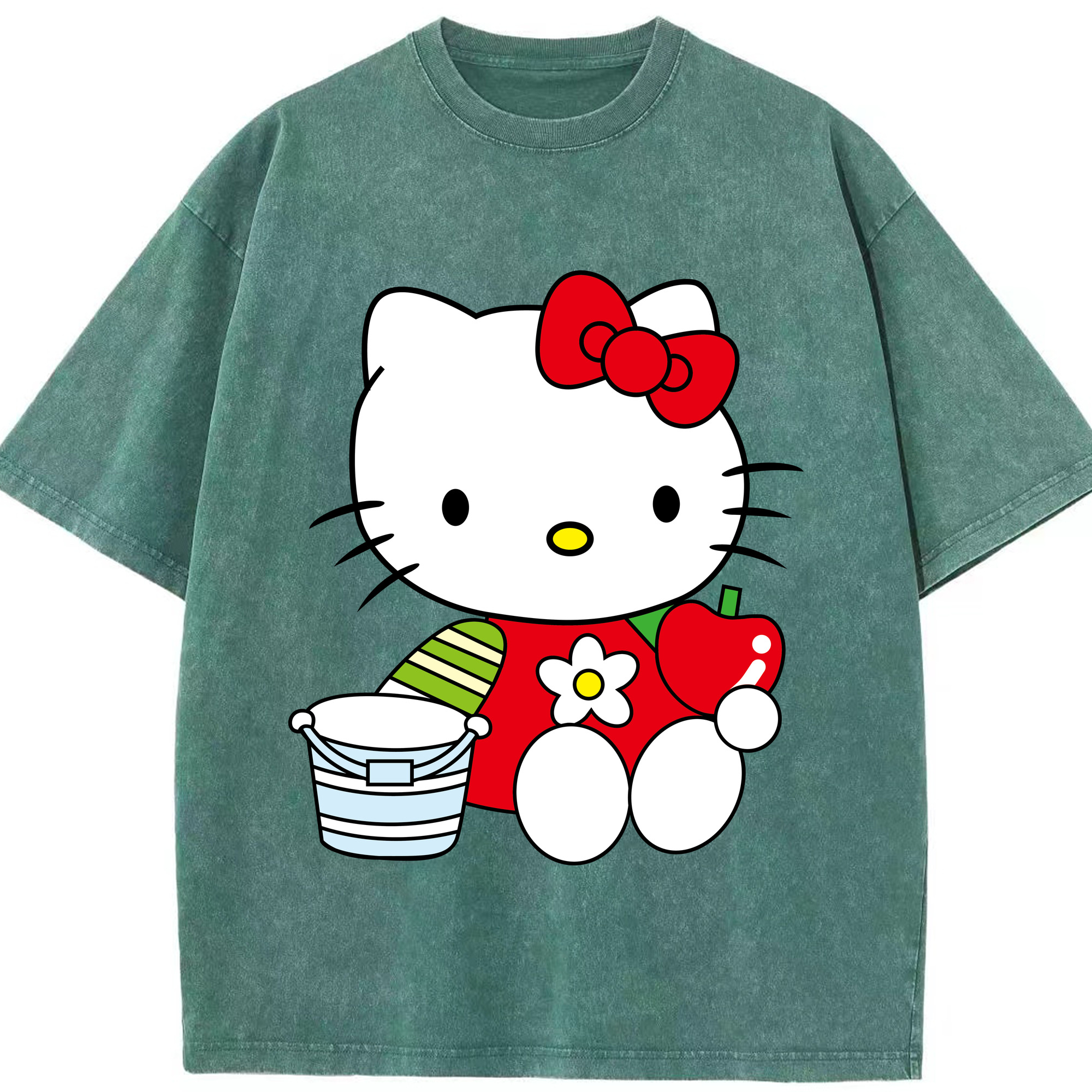 （画像用） Hello Kitty ハローキティ 綿100% ヴィンテージ風 半袖Tシャツ（フロントプリント）
